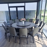 Bàn Ăn Tròn Mặt Đá 2m 12 Ghế 2838S