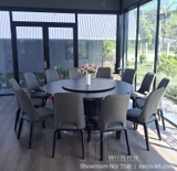 Bàn Ăn Tròn Mặt Đá 2m 12 Ghế 2838S