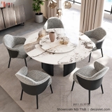 Bàn Ăn Tròn Xoay Mặt Đá 6 Ghế 3041S