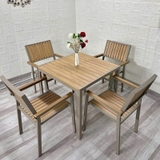 Bàn Ghế Nhôm Đúc Giả Gỗ 2090T