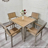 Bàn Ghế Nhôm Đúc Giả Gỗ 2090T