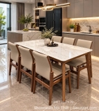 Bàn Ăn 6 Ghế Gỗ Mặt Đá 2934S