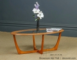 Bàn Sofa Mặt Kính Chân Gỗ 411S