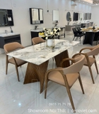 Bộ Bàn Ăn 6 Ghế Mặt Đá Chân Gỗ 2610S