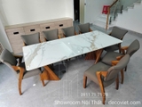 Bộ Bàn Ăn Gỗ 8 Ghế Mặt Đá 2464S