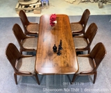 Bộ Bàn Ăn Gỗ Óc Chó Tự Nhiên 6 Ghế 2740S