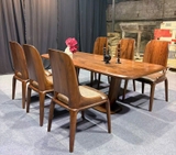 Bộ Bàn Ăn Gỗ Óc Chó Tự Nhiên 6 Ghế 2740S