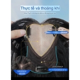 876 MÁI THẬT PHỐI LƯỚI DỆT KIM SIZE 9X12/25CM NÂU MOCHA TỐI