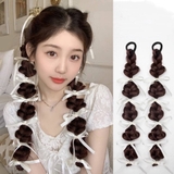 D21 CỘT THUN BÍNH PHỐI RUY BĂNG TRẮNG (CẶP)