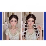 D21 CỘT THUN BÍNH PHỐI RUY BĂNG TRẮNG (CẶP)