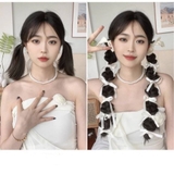 D21 CỘT THUN BÍNH PHỐI RUY BĂNG TRẮNG (CẶP)