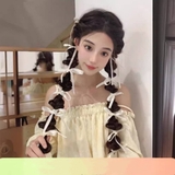 D21 CỘT THUN BÍNH PHỐI RUY BĂNG TRẮNG (CẶP)