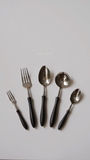 Muỗng/ thìa tay cầm gỗ - Nâu đậm - Muỗng tròn lớn dài 18.5cm
