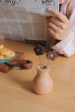 Bộ lọ gỗ và nĩa trái cây bông hoa - nĩa bông hoa