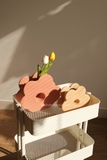Bình gốm hình hoa - Màu đỏ cam lớn 21x25x11cm