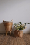 Giỏ mây 15 - trụ không nắp, lót vải trơn D43cm cao 49cm