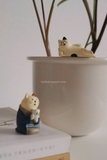 Mô hình mèo trang trí - Mèo uống trà