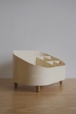 Hộp nhựa màu be để bàn lưu trữ mỹ phẩm - Lớn 16x34.5cm cao 14cm