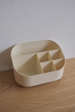 Hộp nhựa màu be để bàn lưu trữ mỹ phẩm - Lớn 16x34.5cm cao 14cm