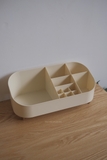 Hộp nhựa màu be để bàn lưu trữ mỹ phẩm - Lớn 16x34.5cm cao 14cm