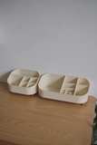Hộp nhựa màu be để bàn lưu trữ mỹ phẩm - Lớn 16x34.5cm cao 14cm
