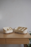Hộp nhựa màu be để bàn lưu trữ mỹ phẩm - Lớn 16x34.5cm cao 14cm