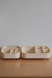 Hộp nhựa màu be để bàn lưu trữ mỹ phẩm - Lớn 16x34.5cm cao 14cm