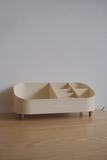 Hộp nhựa màu be để bàn lưu trữ mỹ phẩm - Lớn 16x34.5cm cao 14cm