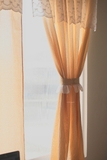 Rèm 15 caro vàng viền nơ trắng