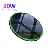 Đế Sạc Nhanh Không Dây TML Led Viền Tráng Gương Sạc Nhanh QI 20W Đường Kính 10CM