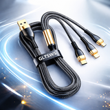 Cáp Sạc Nhanh 3 Trong 1 200W – Dây Sạc Đa Năng Type C / Lightning / Micro USB, Sạc Siêu Tốc, Bền Bỉ