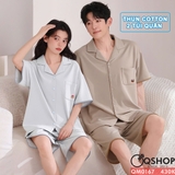 qm0167-bo-do-ngu-pijama-cap-doi-thun-cotton-quan-ngan-2-tui