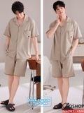 qm0167-bo-do-ngu-pijama-cap-doi-thun-cotton-quan-ngan-2-tui