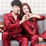 bo-pijama-nu-tay-dai-lua-satin-mau-tron-mem-mac-nha-mac-ngu-qm07