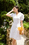 Jenny Le -  Đầm cổ bẻ trắng boi Bela Dress JL199