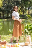 Chân váy đính nút một bên xẻ Lami Skirt JL167