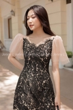 Đầm ren tay lưới cổ lượn sóng - Selina Dress JL107