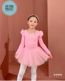 Set áo váy múa tiên nơ lưng sao dài tay (hồng, trắng)
