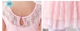 Váy tập múa ba lỗ phối ren 2 tầng (hồng, đen)