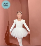 Set áo váy múa tiên nơ lưng sao dài tay (hồng, trắng)