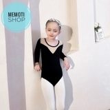 Set áo váy múa V lưng tutu dài tay (đen, ghi)