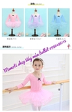 Set váy múa gân nơ đen dài tay (tím, hồng, xanh)