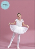 Set áo váy múa phối ren tutu dài tay trắng