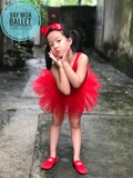 Váy múa lệch vai tay rời đỏ