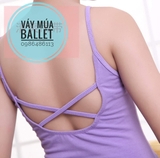 Váy tập múa 2 dây cotton phối voan màu hồng