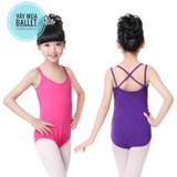 Áo tập múa 2 dây chéo (tím, xanh, hồng, đen)