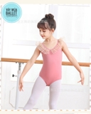 Set áo váy múa viền bèo cổ (xanh, hồng)