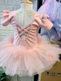 Váy múa cotton đá tiên ngắn voan hoa bồng