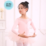 Set áo váy múa V lưng dài tay (xanh, hồng)