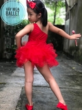 Váy múa lệch vai tay rời đỏ